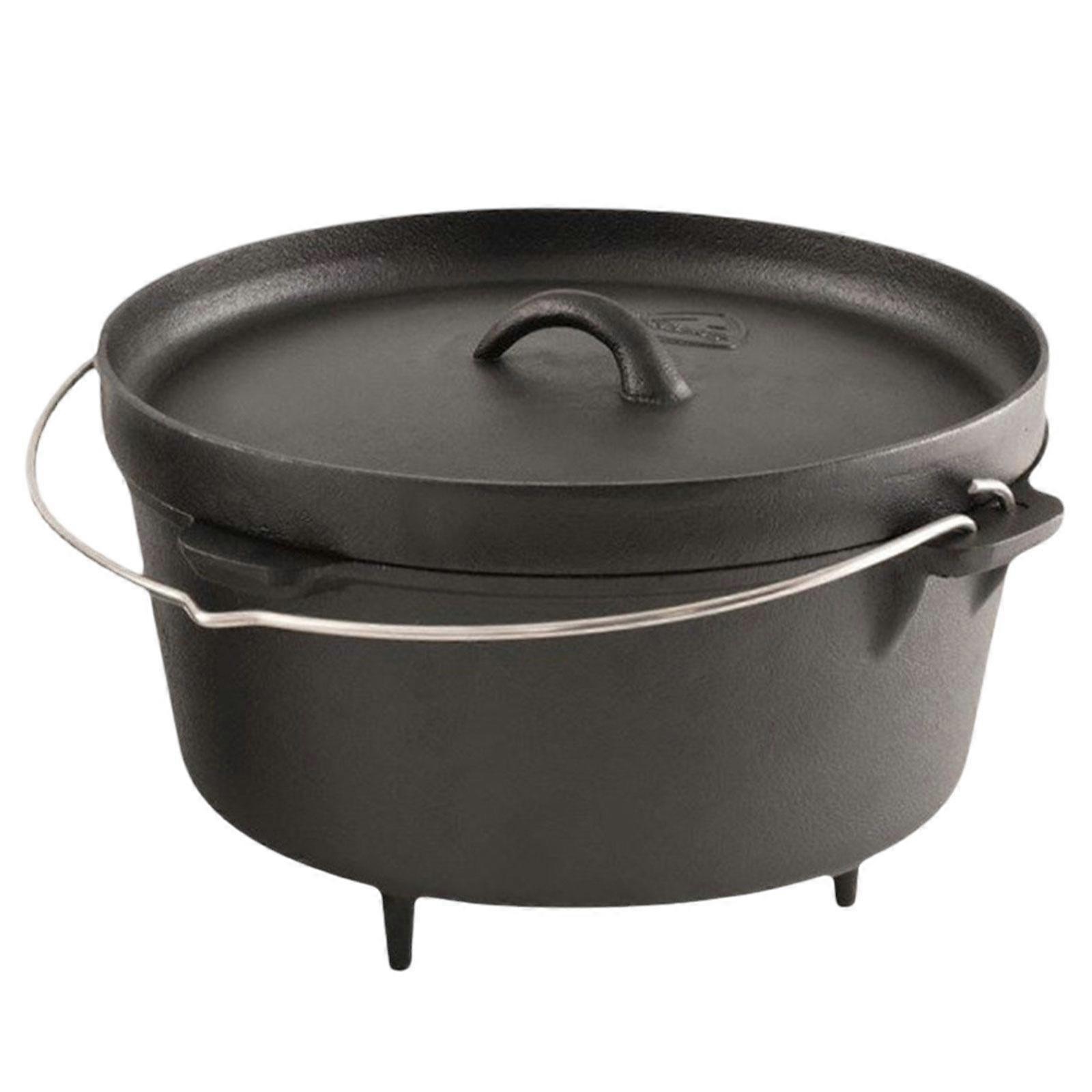 Kamp Hollandalı Fırın Tenceresi Kamp Şömine Kızartma için Dökme Demir Derin Tencere