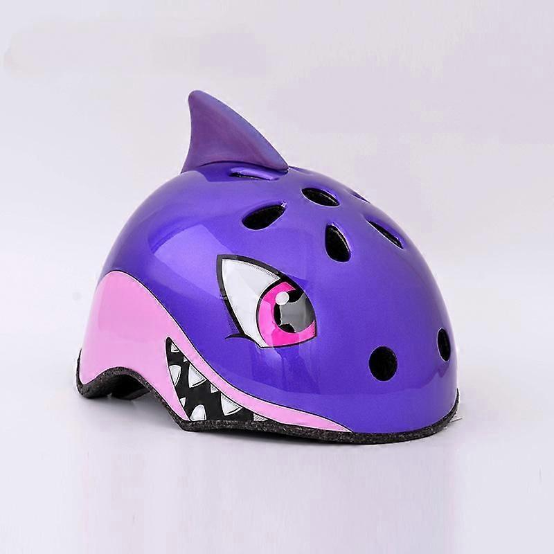 Casco de bicicleta para niños pequeños tiburón morado S