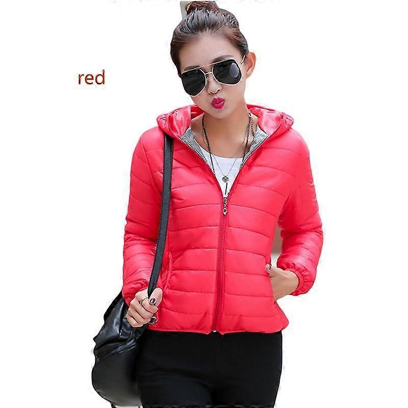 Women Ultra Light Hooded Duck Down Jacket Long Sleeve Pure Color Slim Short Zipper Coats