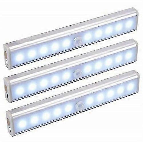Goodzaz Set Of 3 Led Lamps, Wireless, Usb Rechargeable, Magnetized, Motion Sensor, Portable. Cupboard Light, Emergency Portable Light, Children's Nigh