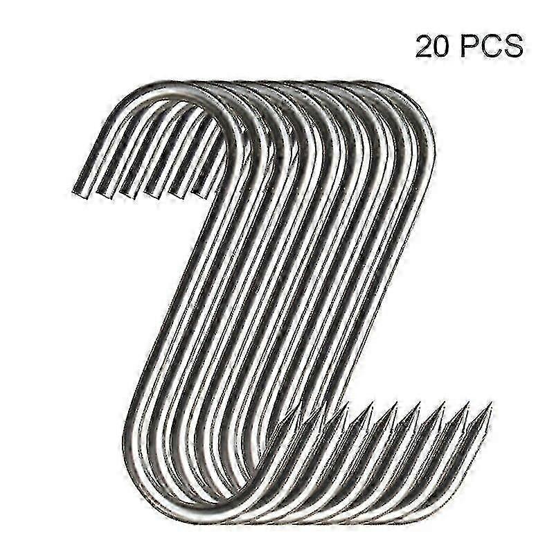 20pcs Stainless Steel S Hooks With Tip Utensil Kitchen Meat Hooks Pan Clothes Hanging Hooks