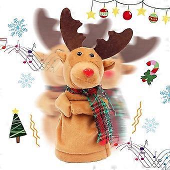 Musical Dancing Christmas Reindeer Plush Toy Singing Jingle Bells Swinging Electric Elk Interactive Xmas Birthday Gift for Toddlers Kids