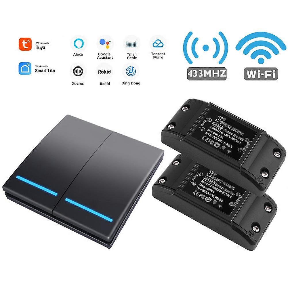 SMATRUL WHK-S2 WiFi Push Button Light Switch Wireless RF 433Mhz Wall Relay Timer for Amazon Alexa