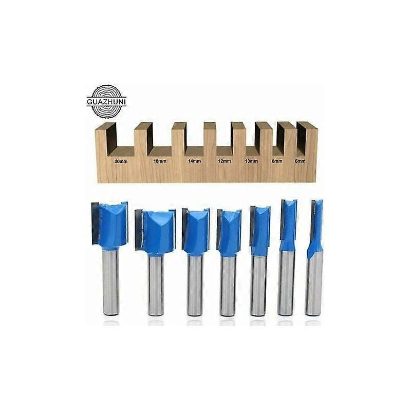 7pcs Cleaning Router Bits Wood Router Bit 6/8/10/12/14/18/20mm Diameter Flush Fitting Pattern Router Bit Set 8mm Blue