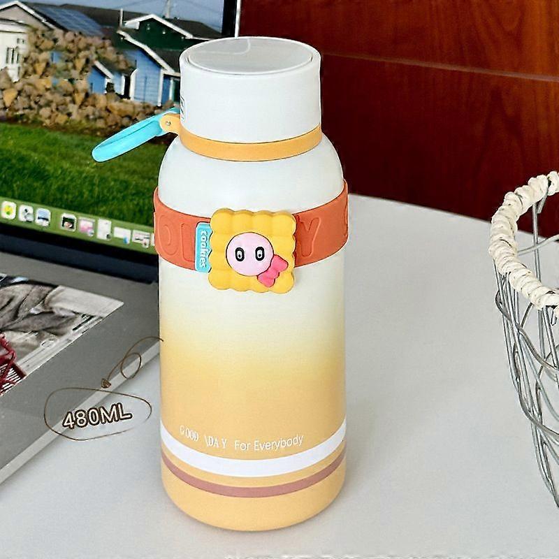 16oz/480Ml Stainless Steel Vacuum Insulated Double Wall,Reusable Water Bottle-White Brown