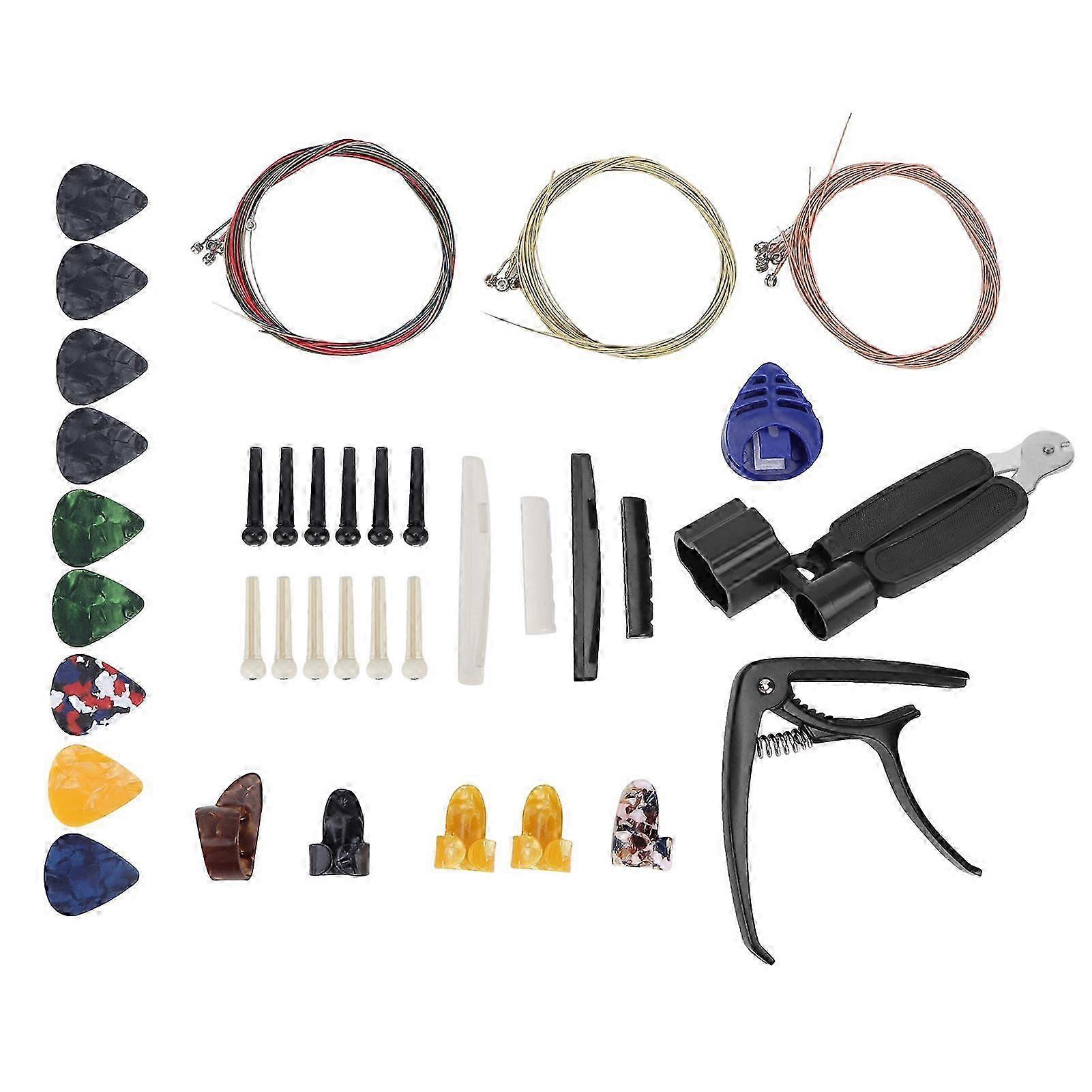 Guitar String Replacement Kit Accessory Set Changing Tool Pack Pick Holder Bridge Pin