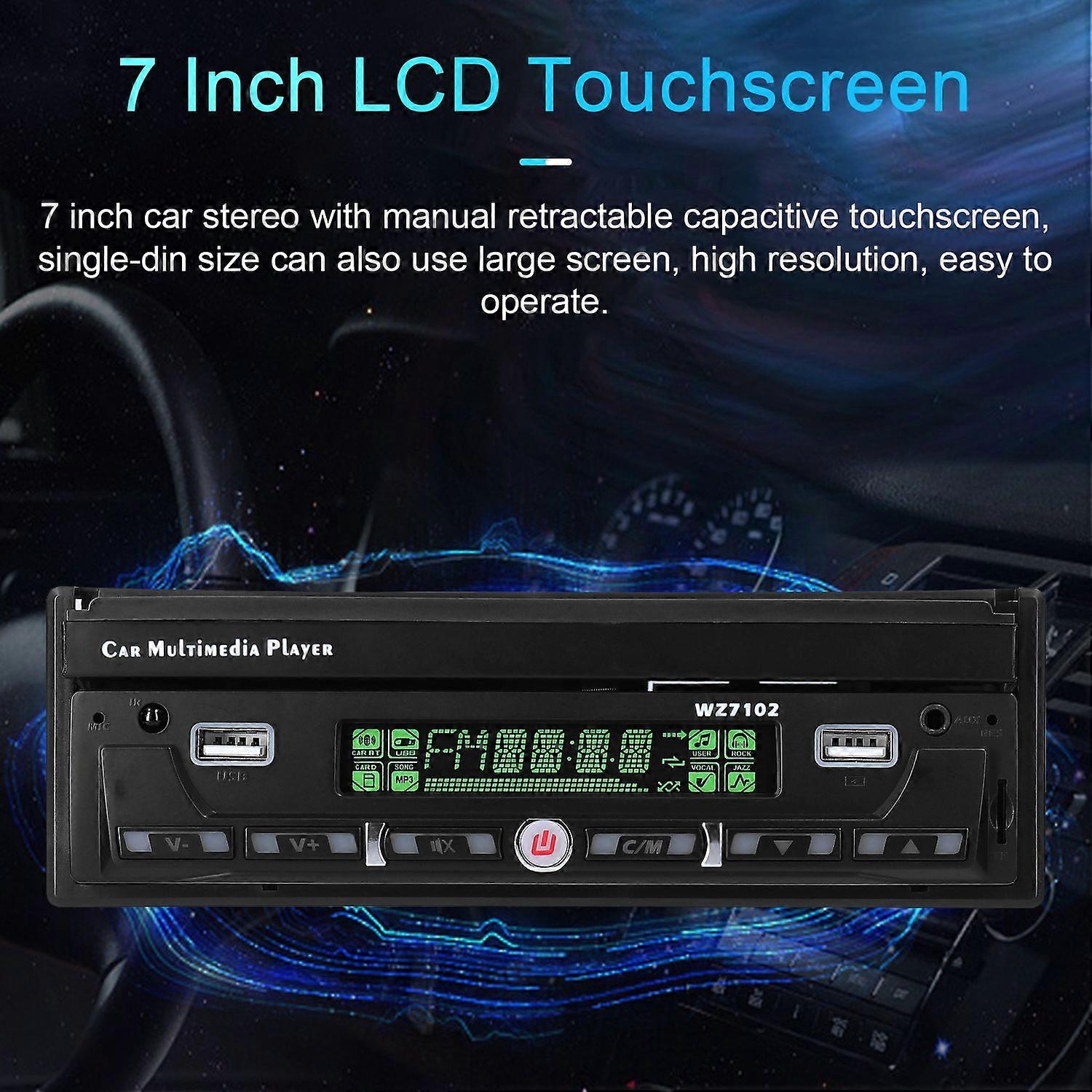 7 Inch Single Din Car Stereo with Telescopic Touchscreen FM Radio BT MP5 Player Support Carplay Andr