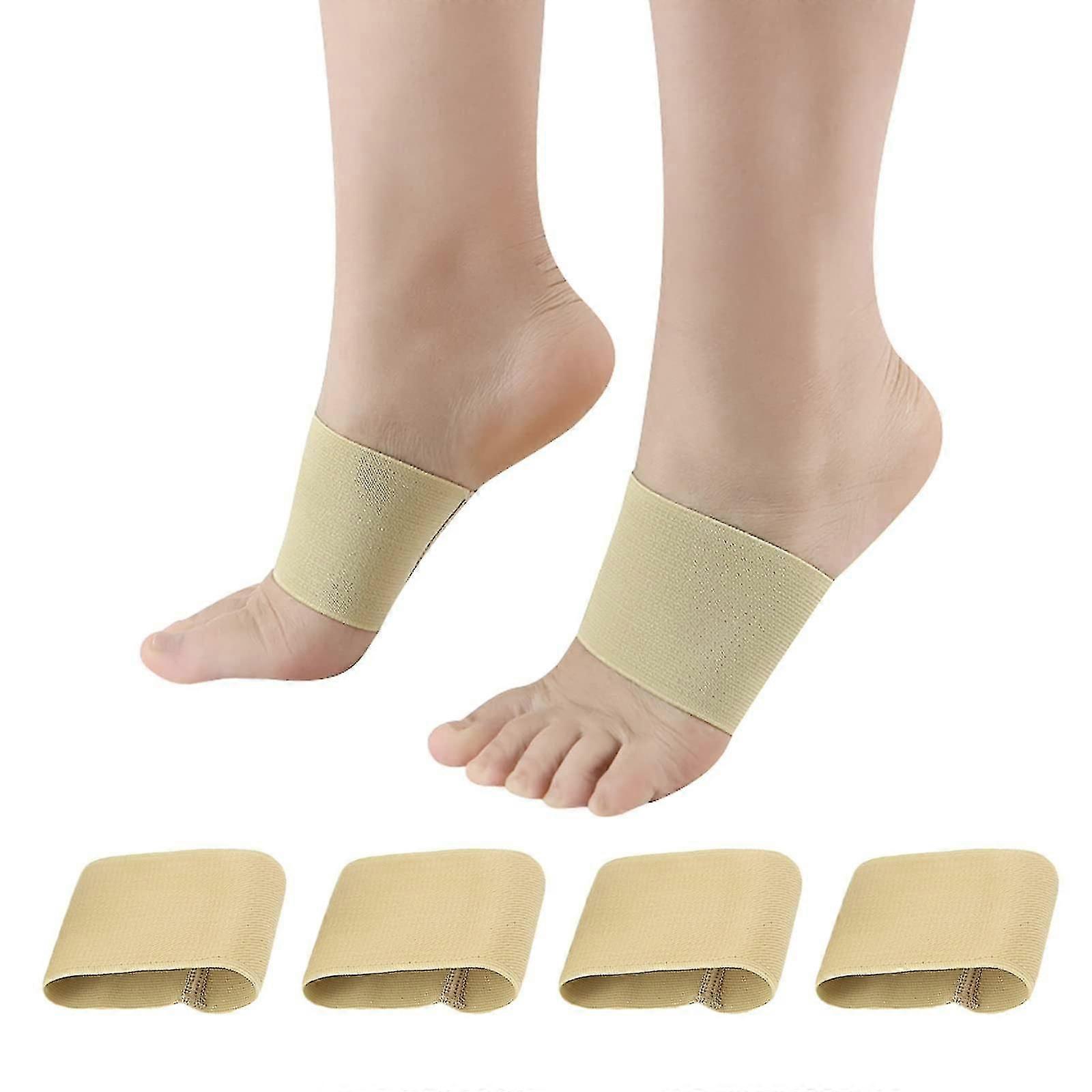 النحاس الأخمصي التهاب اللفافة الإغاثة الأكمام (4PCS)، قوس دعم دعامة ضغط الأكمام للعناية القدمين، التهاب اللفافة الأخمصية