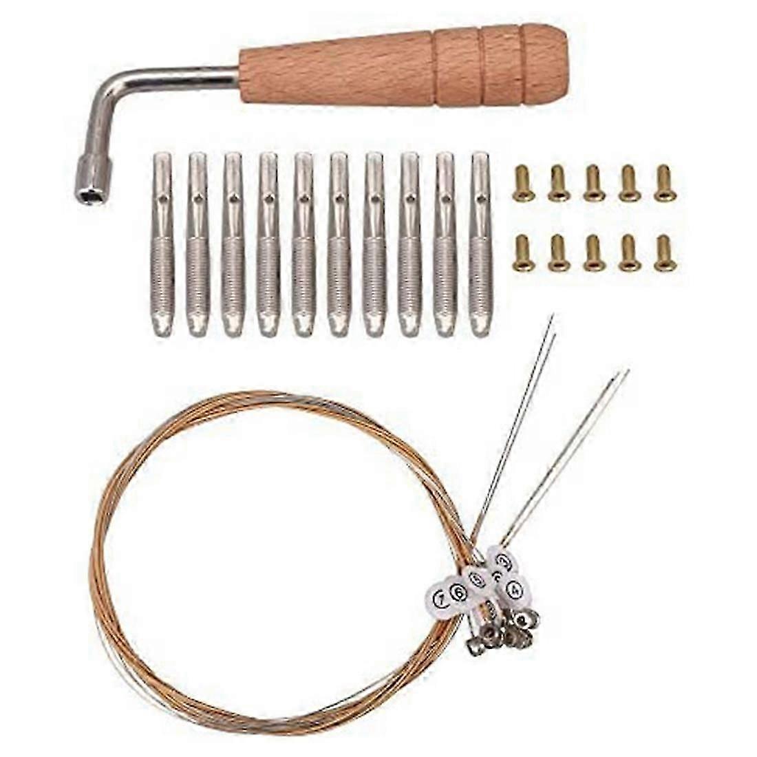 10Pcs Tuning Pin Nails&10Pcs Rivets,with L-Shape Tuning Wrench,10 String Laiyaqin String for Lyre Harp String Instrument js