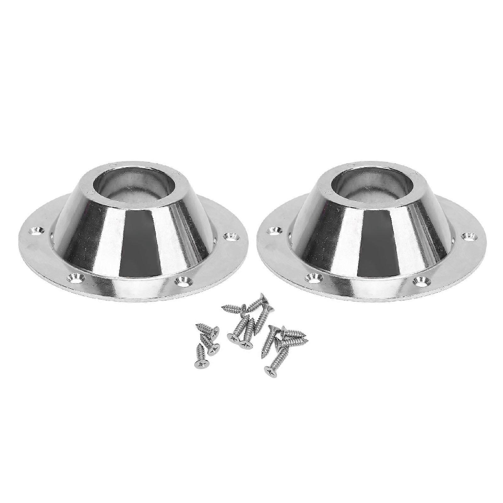 2PCS RV Table Base Cr Plated Aluminium Slick Surfaces 6 Holes Table Floor Mounting Base Plate