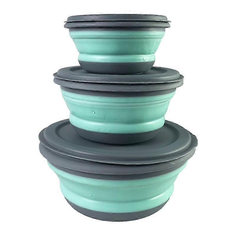 Set of 3 Collapsible Silicone Lunch Cups Portable Lunch Box and Folding Pot Set for Kitchen and Camping