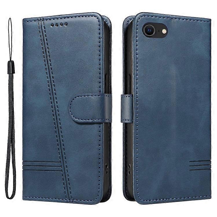Compatible For iPhone 6 / 7 / 8 / SE (2020) / SE (2022) Phone Case Imprinted Line PU Leather Cover Wallet with Wrist Strap