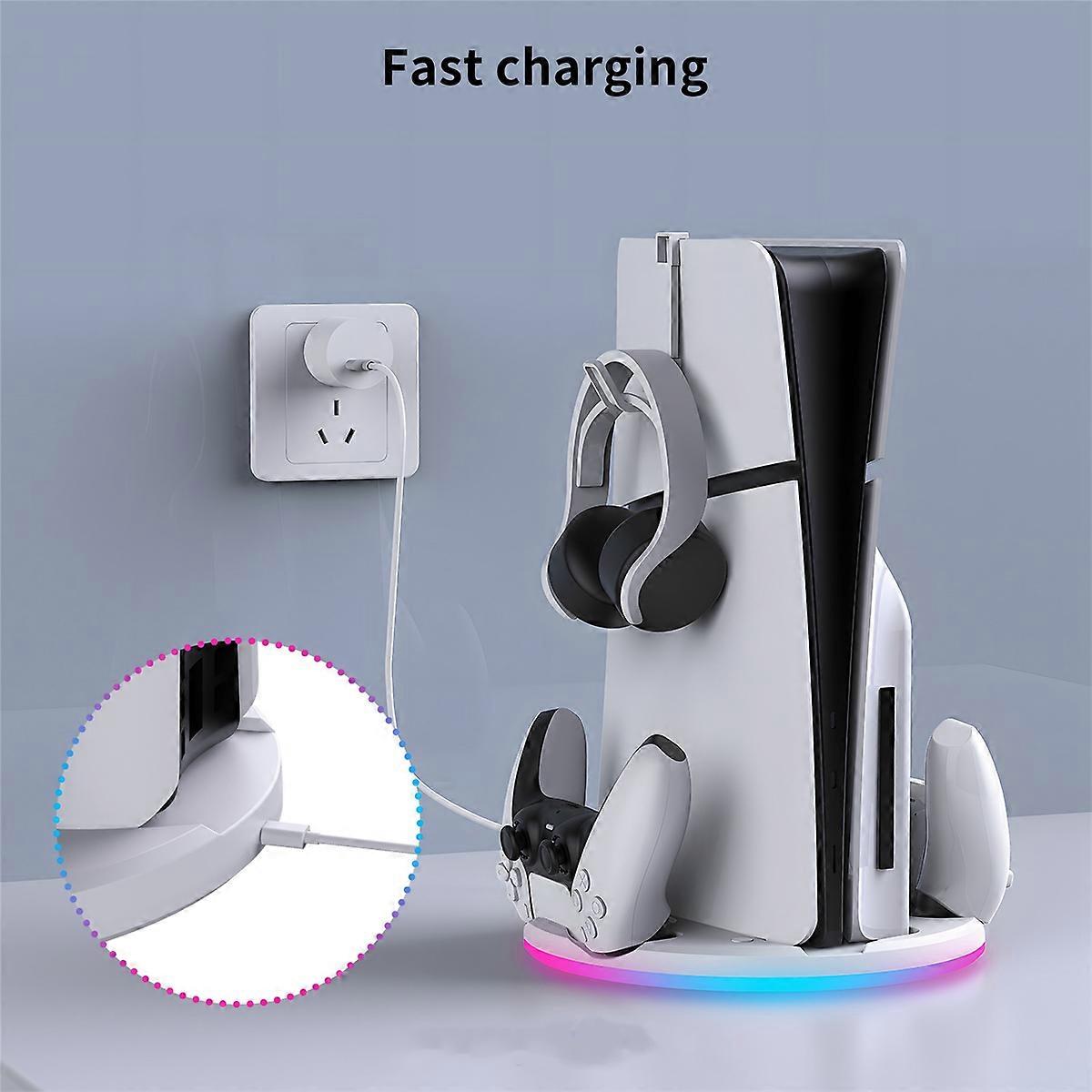 For slim Console Storage Dock with RBG Light Handle Charger+Hook