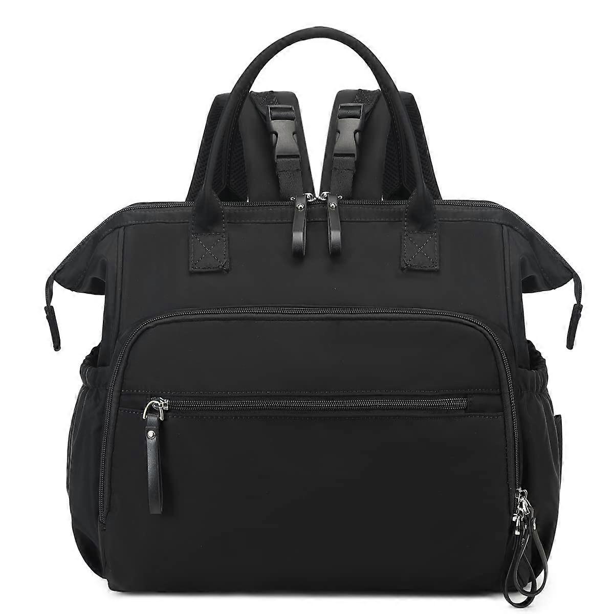 Convertible Diaper Bag Tote - Water-Resistant Nappy Backpack with Wide Open Top and Stroller Buckle Compatibility