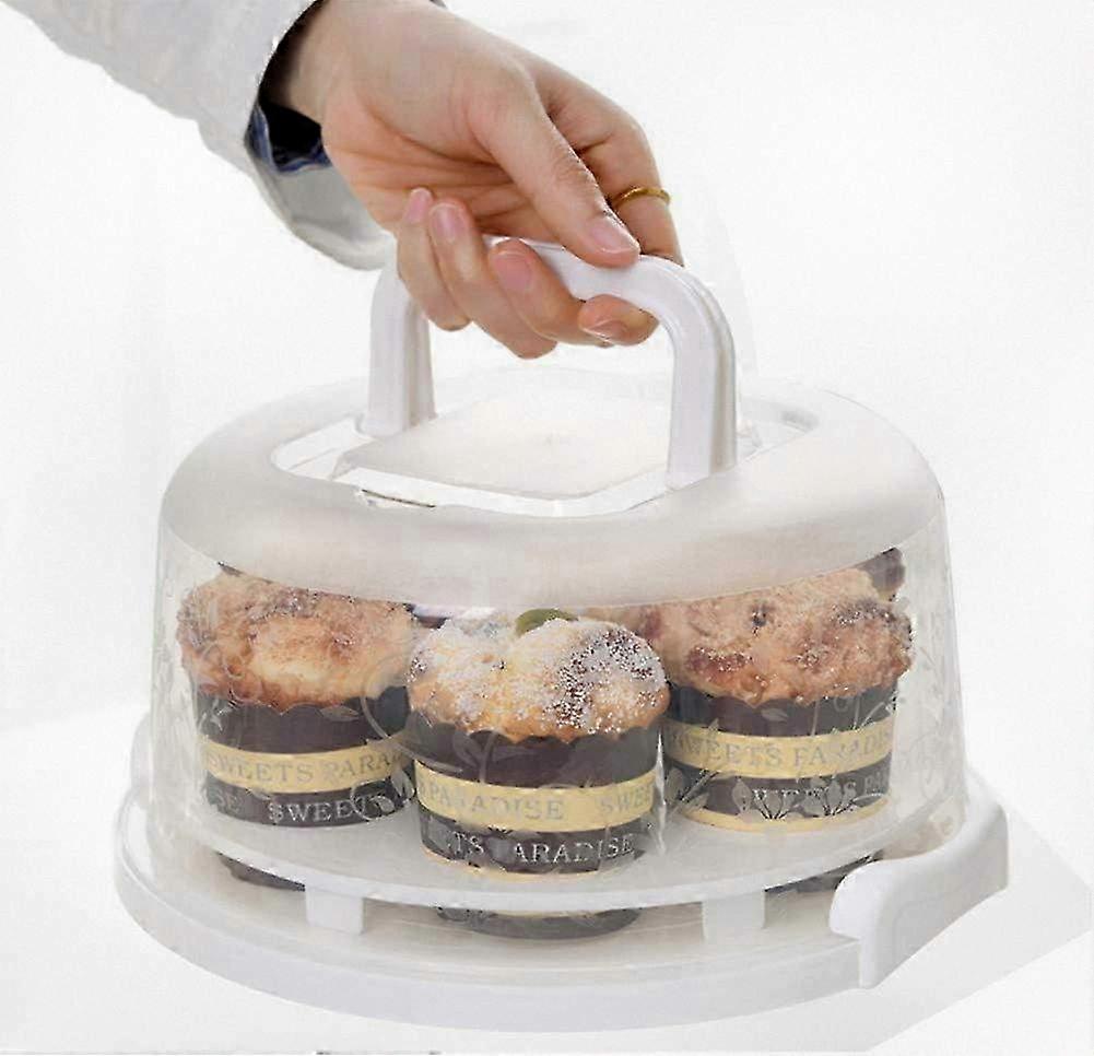 Adjustable Cake Stand, Dessert Container, Round Pastry Box with Clip Closure for Storage