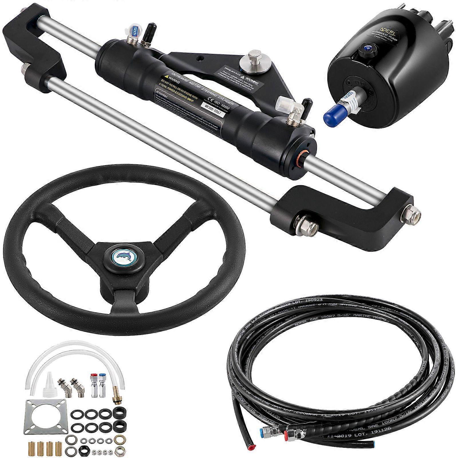 300 pk hydraulische bootstuurset, 13,5 "stuurwiel met 10" hydraulische stuurslang voor bootstuursysteem