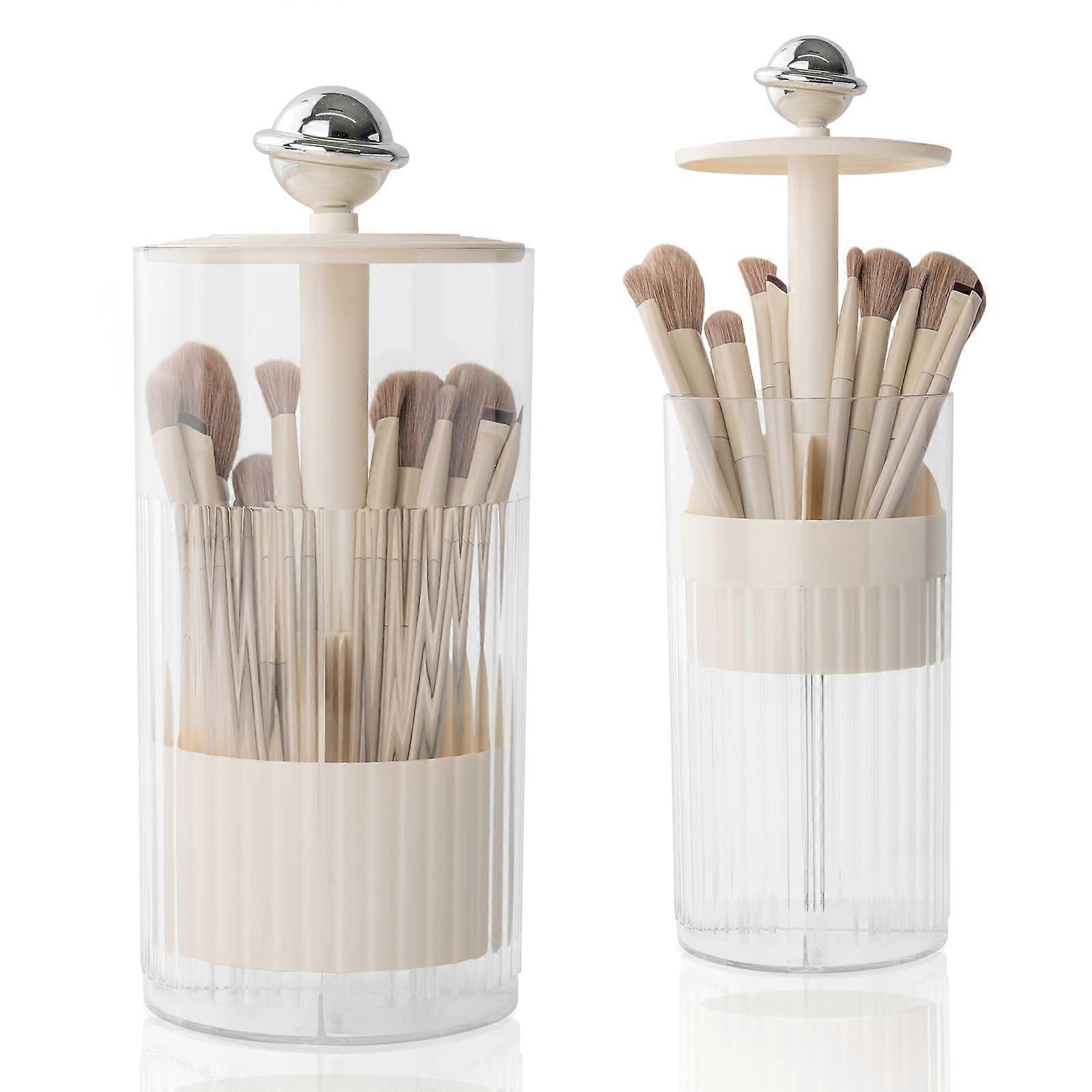 Makeup Brush Holder with Lid, Clear Dustproof Makeup Organizer for Vanity and Desktop Storage