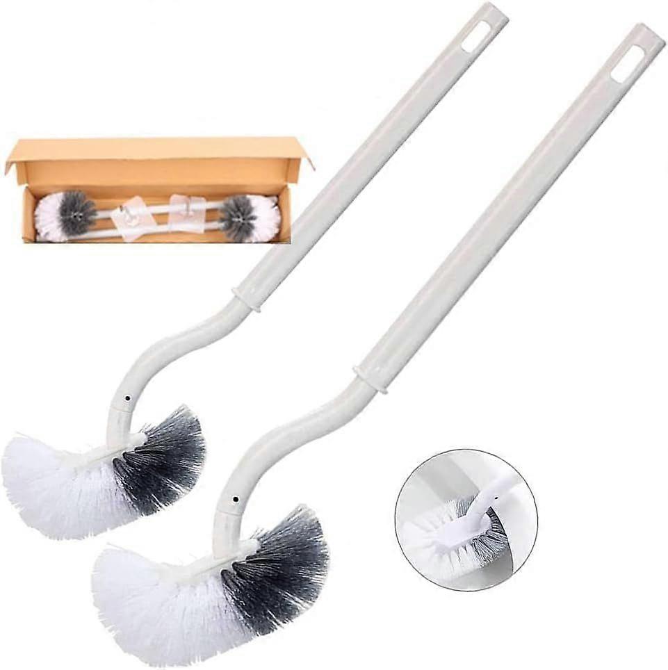 Curved Long Handle Toilet Brush with Edge Cleaner (2 Pieces (with Hook))