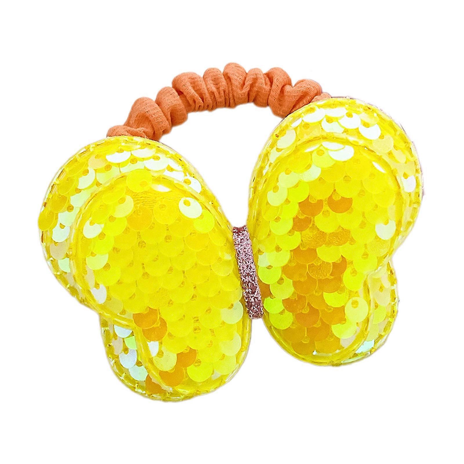 Butterfly Hair Scrunchies for Women Hair Elastic Hair Rings Aesthetic Hair Tie Hair Scrunchy Ponytail Hair Holder Yellow