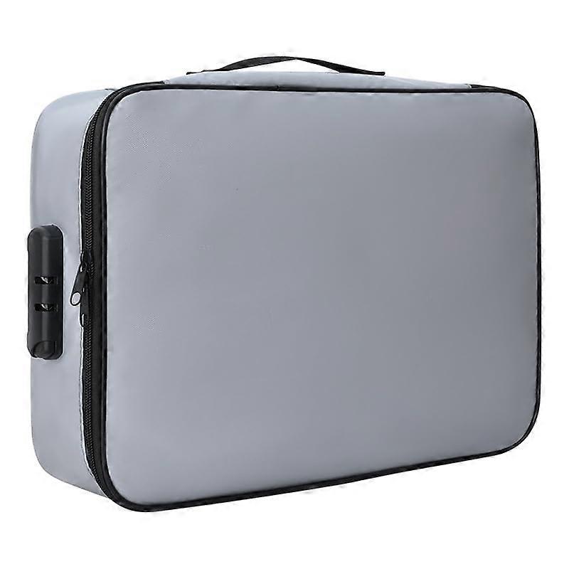 Fireproof Document Box A4 Document Organizer Important for Papers with Lock, Gray