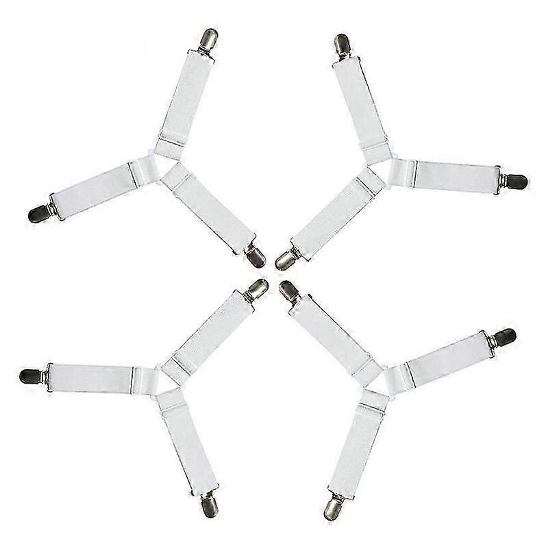 4Pcs Triangle Fitted Sheet Tensioner Adjustable Bed Sheet,Holding Tensioners,Suitable for All Beds and Mattresses,White,- LionKnight