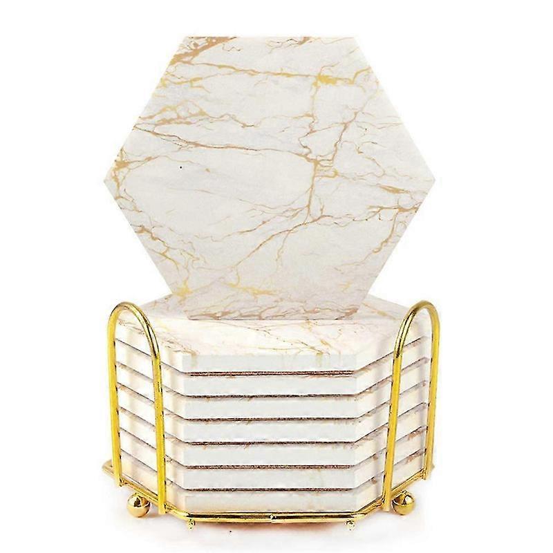 Absorbent Marble Coasters with Cork Base--