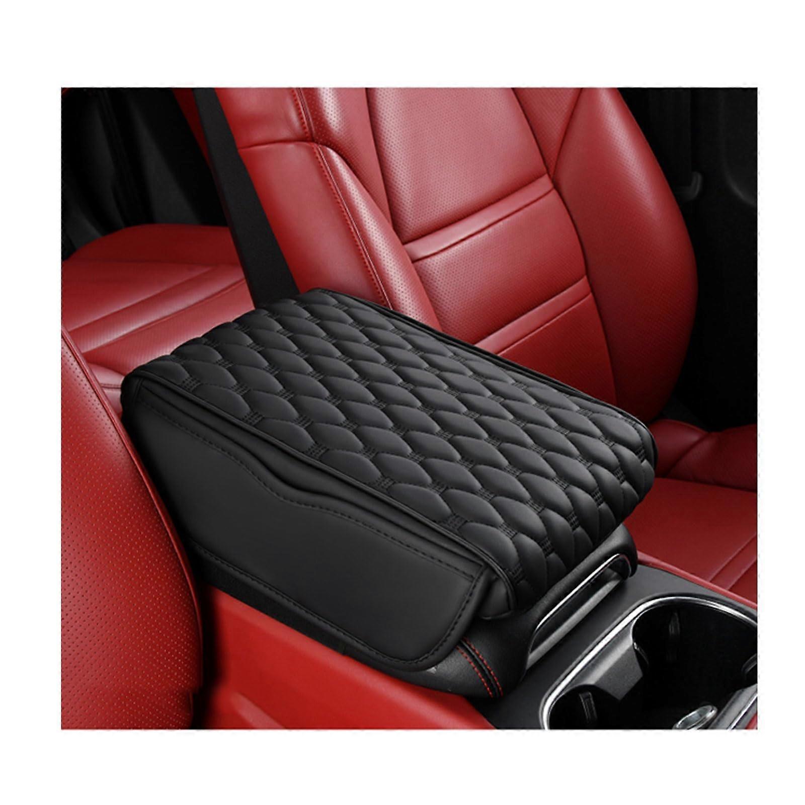 Leather Car Armrest Box Pad for Mini John Cooper Works F54 F55 F56 F57 F60, with Side Pockets