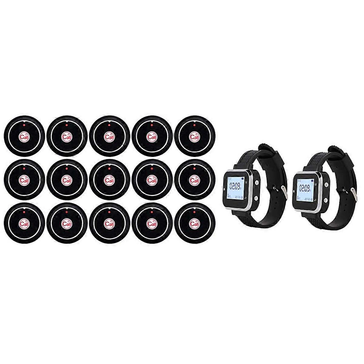 Cafe Waiter Service Buzzer 2 Watch Waiter Pager 15 Restaurant Table Call Button Transmitter Wireless