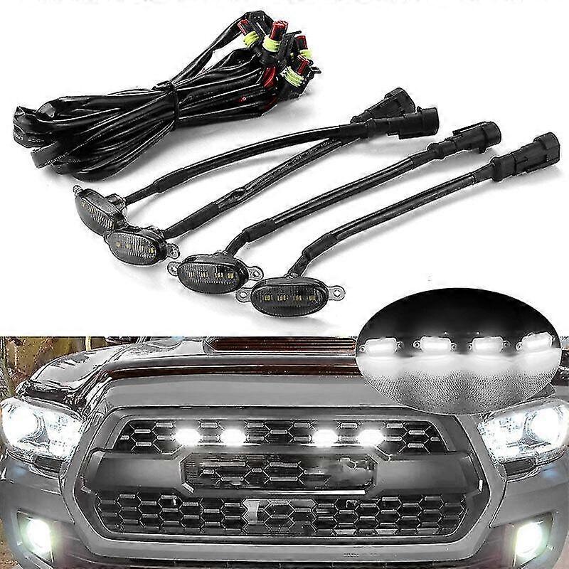 4X Smoked White LED Front Grille Running Lights For Ford F-150 Raptor Style
