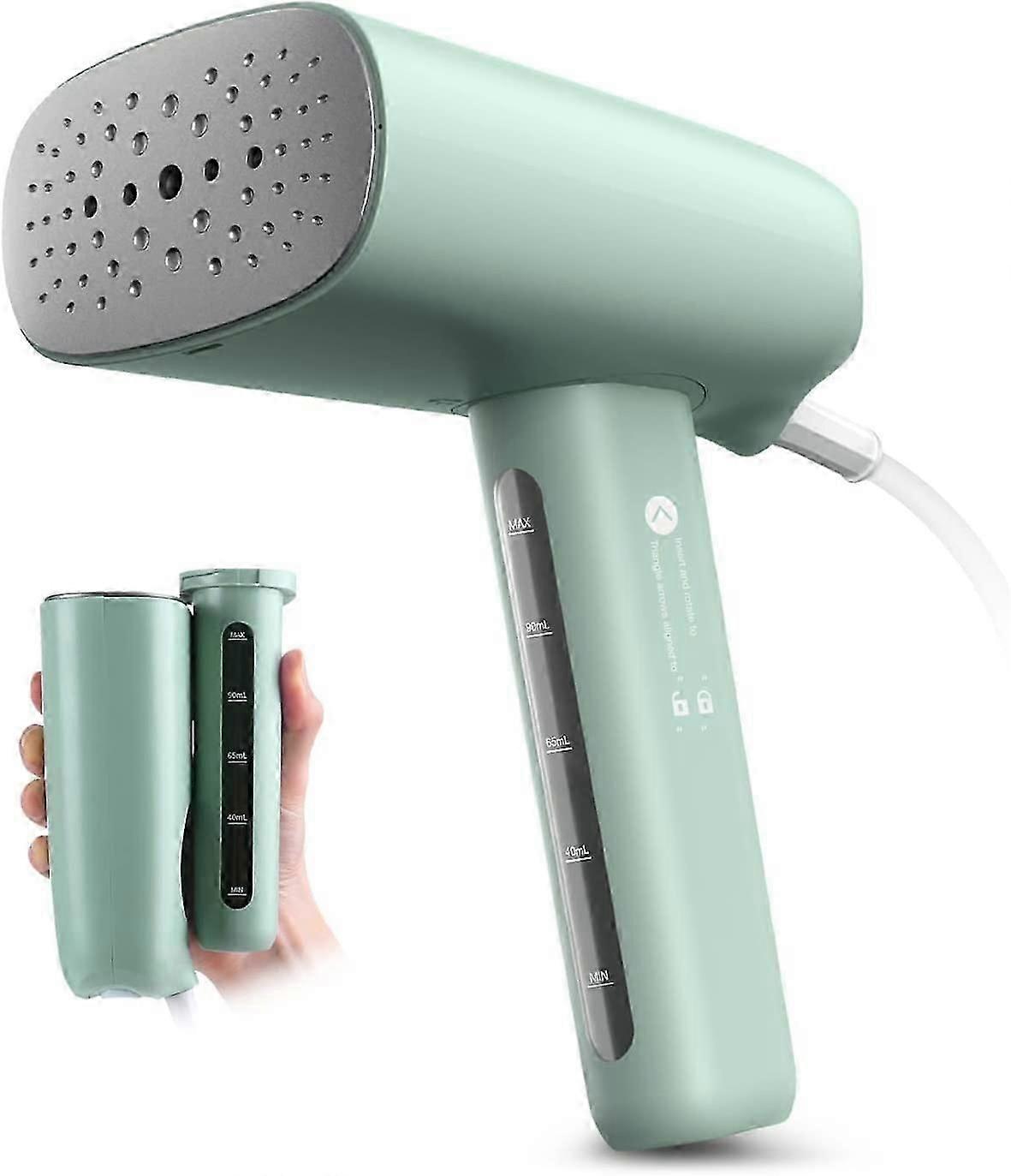 ZK-přenosný napařovač oděvů, 800W 110ML cestovní napařovač oděvů, lehký napařovač oděvů s rychlým ohřevem, snadno odstraňuje záhyby na látce, mátově zelená