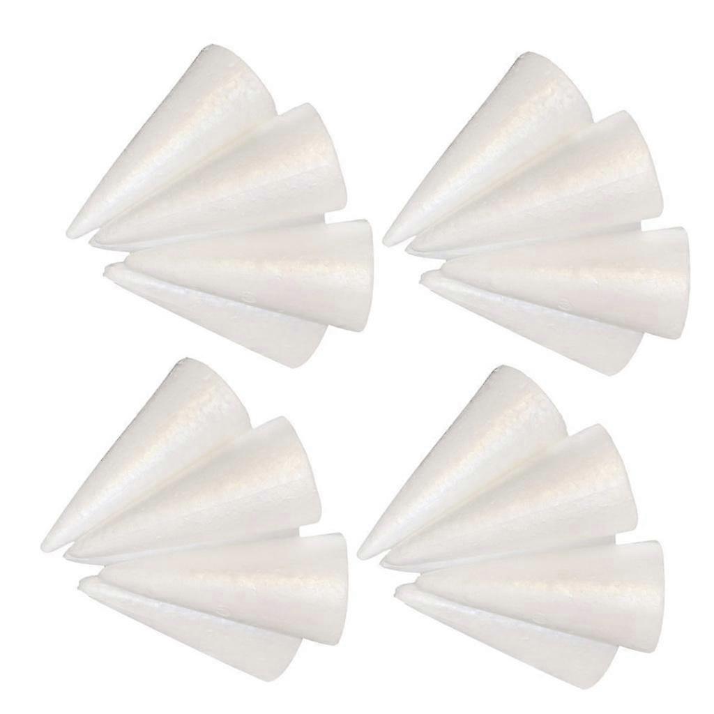 20x Cone Shaped 15cm Modelling Polystyrene Foams Solid White Craft
