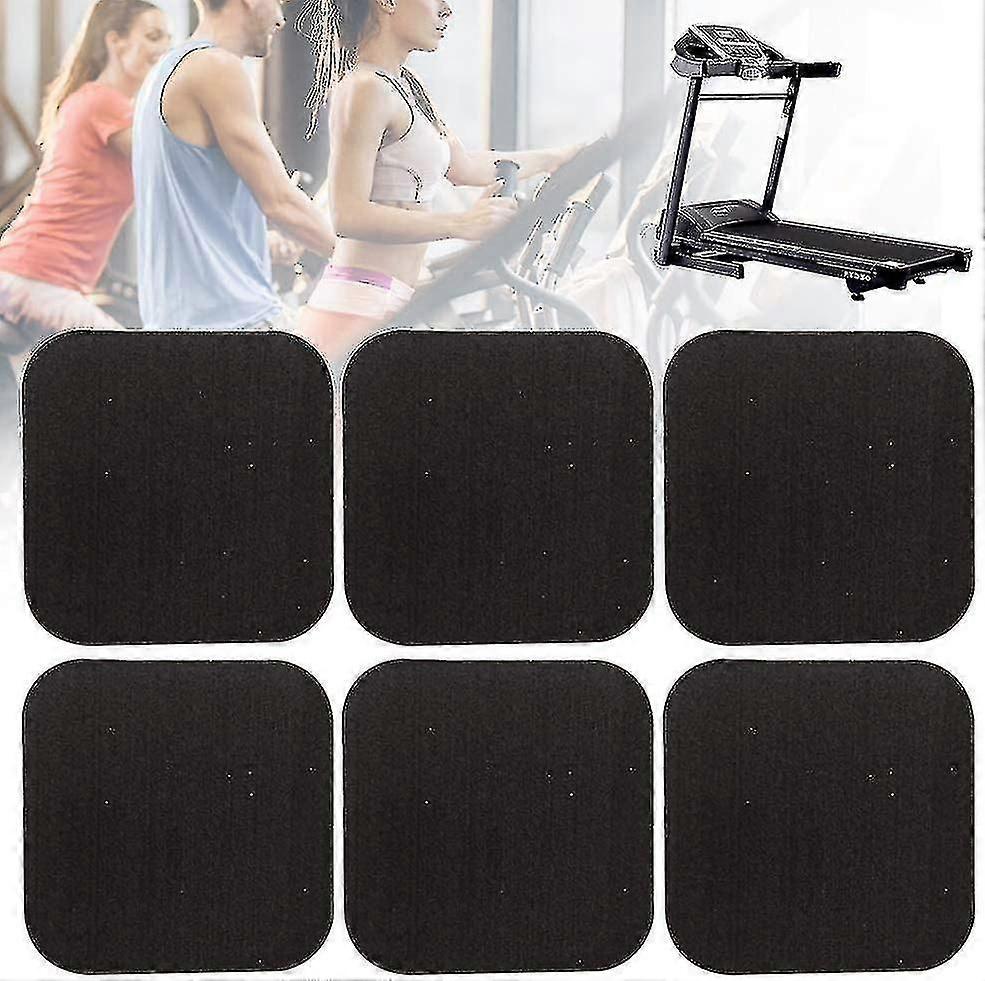 Pxcl Treadmill Shock Absorber Mat, Home Anti-vibration Sound Insulation Thickened Floor Cushion For Treadmill - Black6pcs