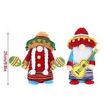 Musical Instrument Gnome for Doll Exquisite Stuffed Plush Dwarf Figurines Table Gnomes Decoration Mexican Carnival Day G