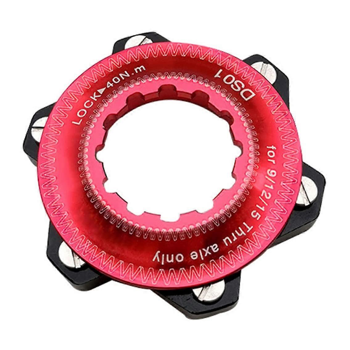 Bike Hub Centre Lock Adapter for 6 Hole Brake Disc Conversion, Red, Compatible with 6 Bolts, Durable Design