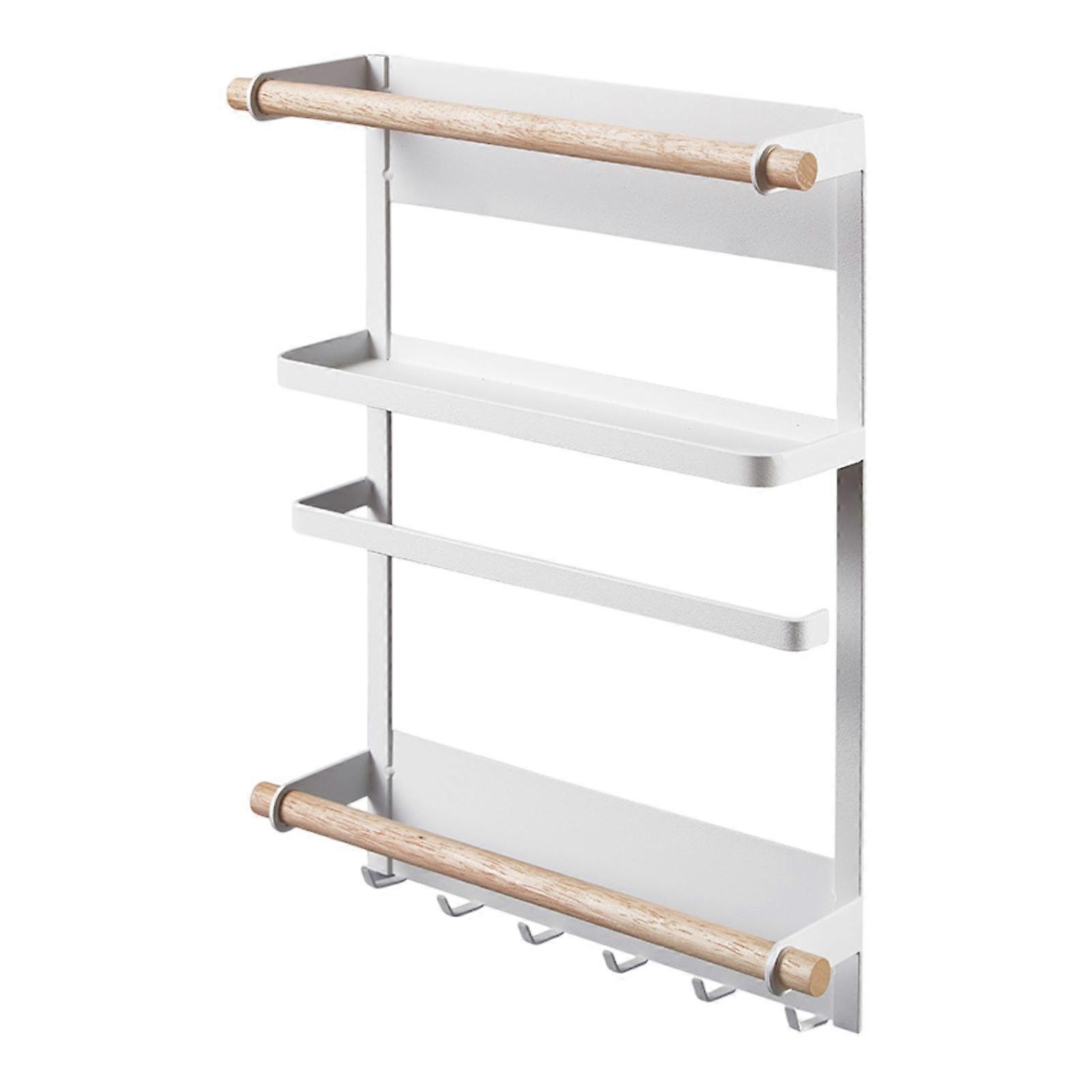 Kitchen Storage Rack, Fridge Shelf Moveable Sturdy with Hook Side Fridge Storage