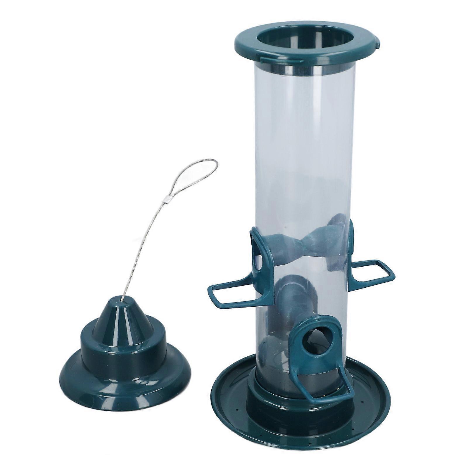 Hanging Bird Feeder Squirrel Proof Adjustable Hook Automatic Bird Feeder with 4 Perches for Outdoor Green