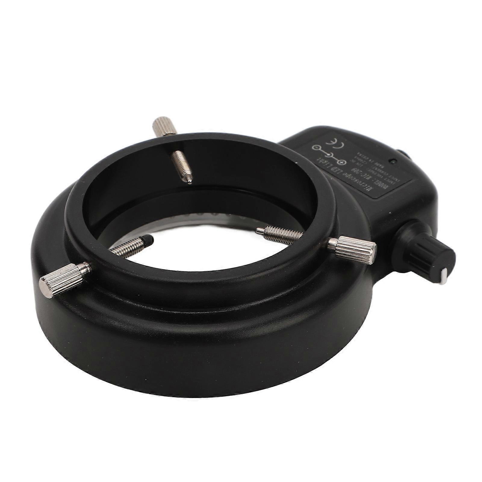 Microscope LED Ring Light 144 Beads Brightness Adjustable LED Ring Light for Lathe Camera 100‑240V US Plug 