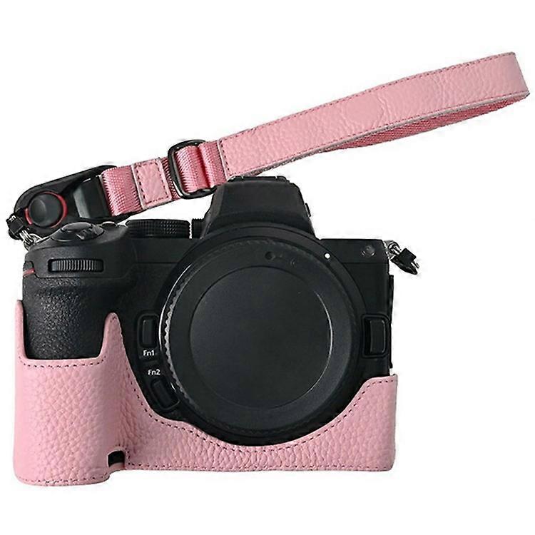 Compatible For Nikon Z 5 / Z 6 II / Z 7 II Camera Case Large Opening Genuine Cow Leather Protector with Wrist Strap