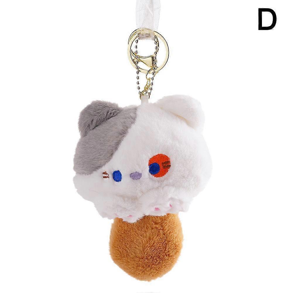 With sound leisure cat white + gray (D) $ cute BB call leisure cat plush pendant with sound cartoon doll key chain bag pendant small doll doll