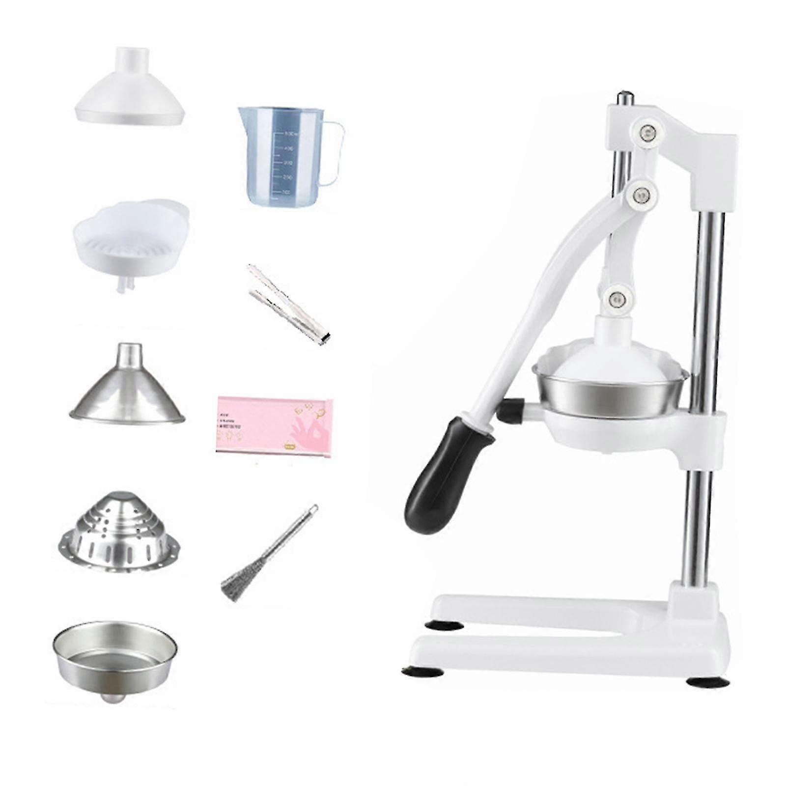 Manual Metal Citrus Press for Juicing Lemons, White