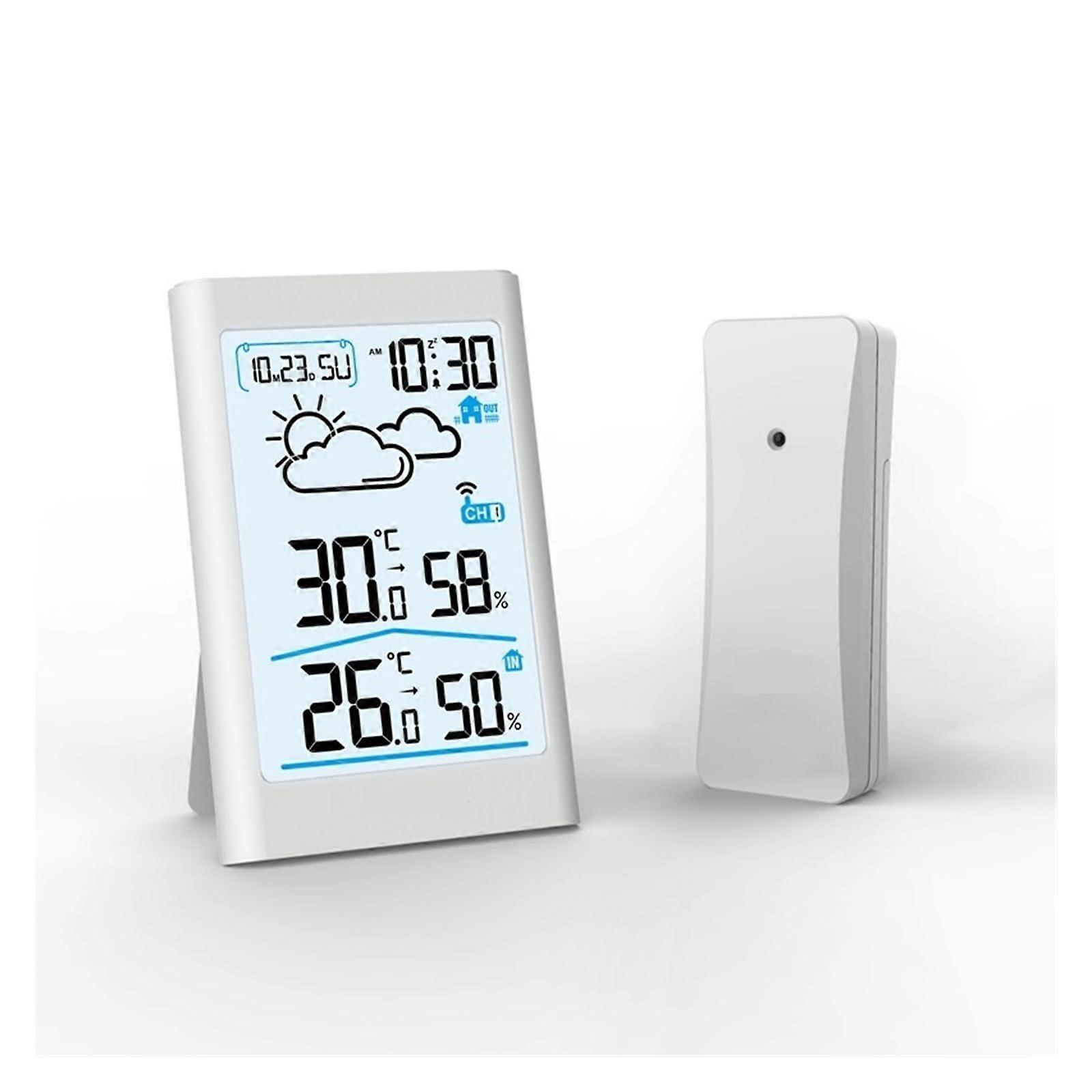 Digital Weather Station For Indoor Outdoor Use With Hygrometer And Thermometer Wireless Forecast Sensor Backlight White