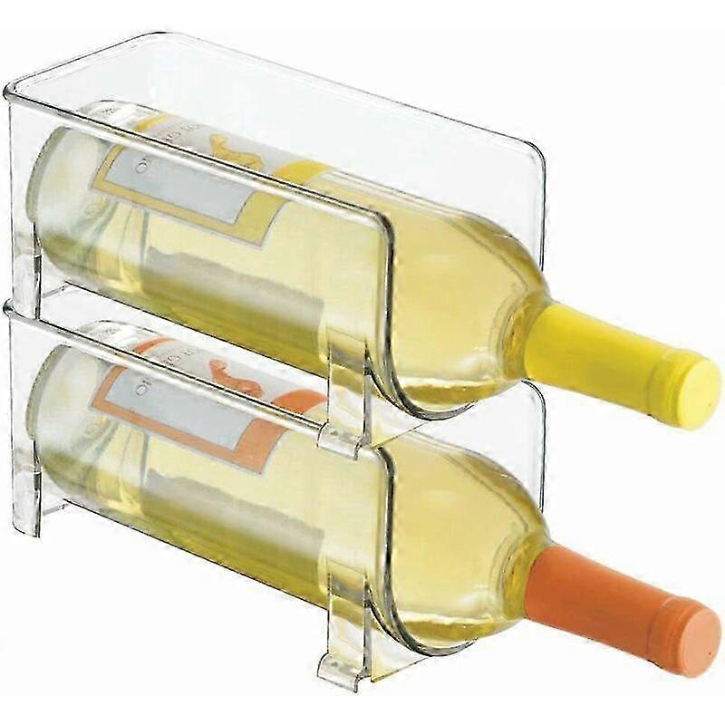 2-Pack Stackable Plastic Wine Rack - Holds 1 Bottle - Transparent