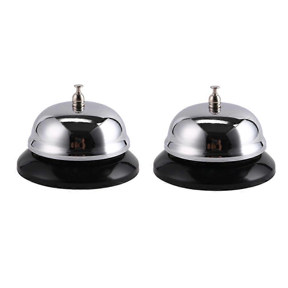 2 pcs main appel cloche acier inoxydable argent classique réception cloche
