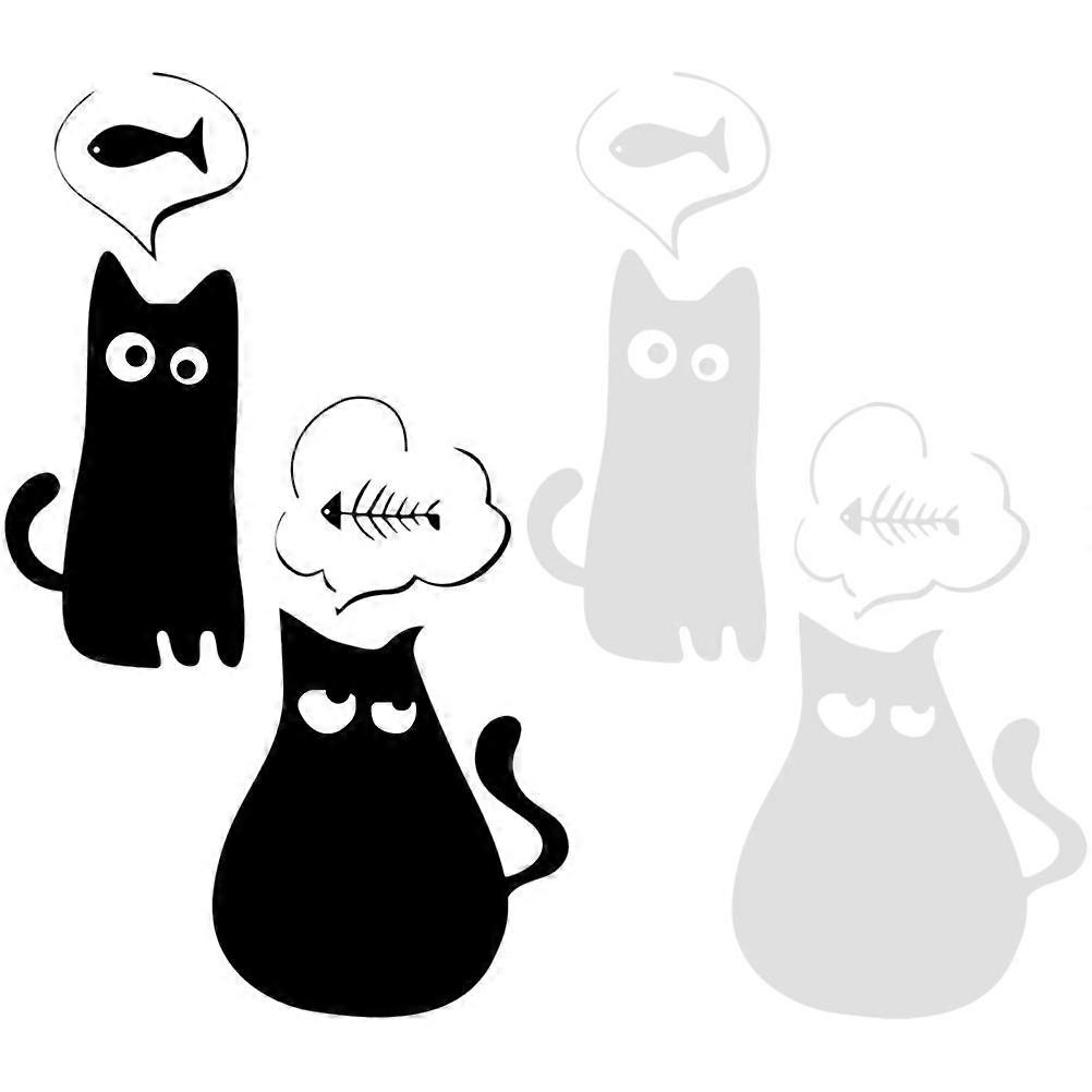 Removable Cat Decals For Wall Decorative Nursery Style Black White Assorted Color 2 Pairs