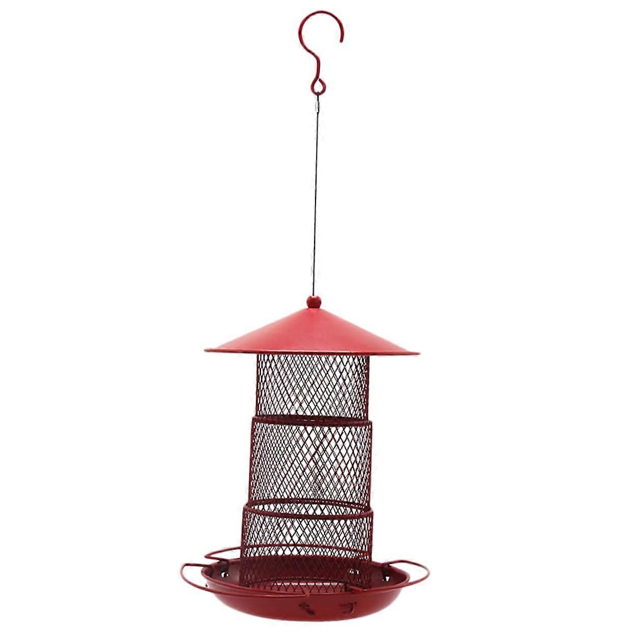 3layer bird feeder for outdoor area metal for hanging feeder for finches and runout design red