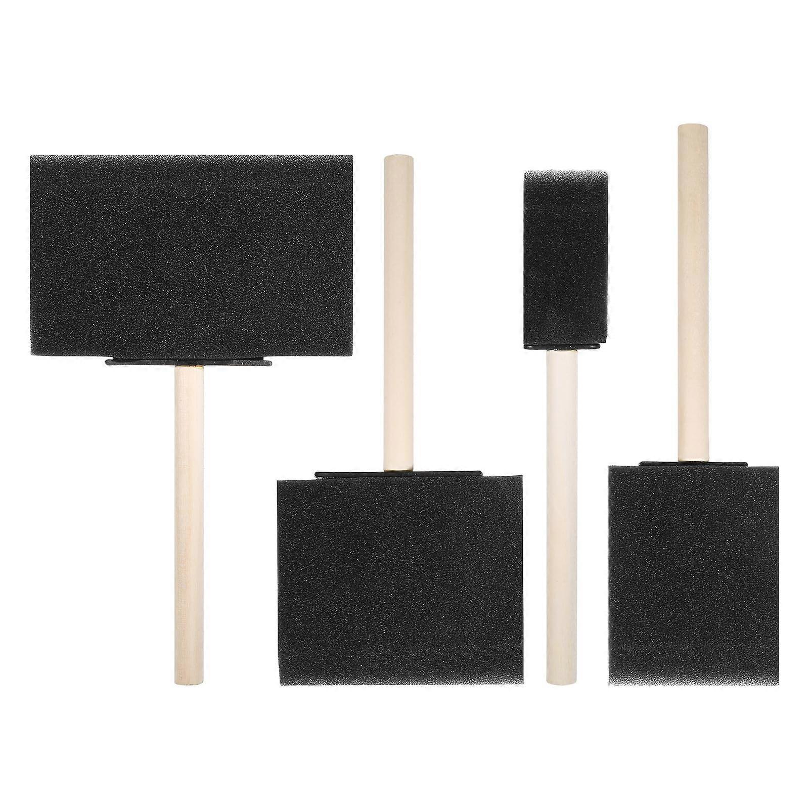 Sponge Brushes Set of 4, Foam Brush with Wooden Handles in 4 Sizes, Dabbing Brush for Painting & DIY Crafts