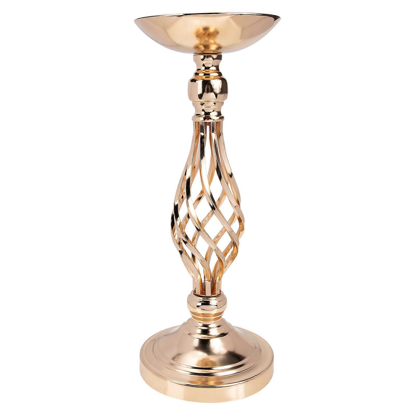 Iron Flower Vase for Flower Arrangement with Candle Holder Golden