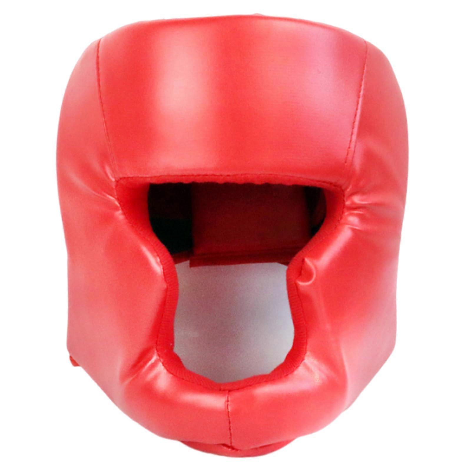 Boxing Sparring Training Adjustable Padded Cheek Forehead Ear Guard red