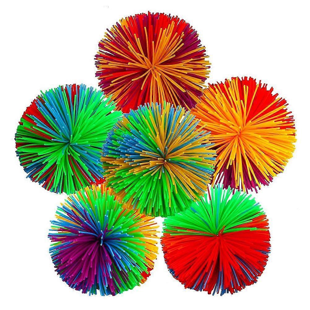 1 Set of 10pcs 60MM Colorful Stringy Ball Silicone Bouncing Fluffy Jugging Ball Stress Relief BallColorful