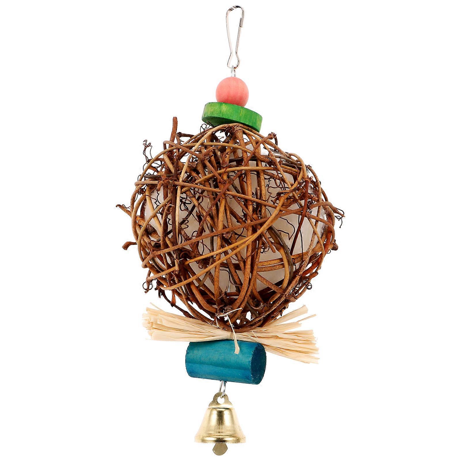 Rattan Ball Parakeet Toy with Soft Cotton Filling for Bird Cage – Durable, Bite Resistant Hanging Design for Parrot Play and Beak Exercise
